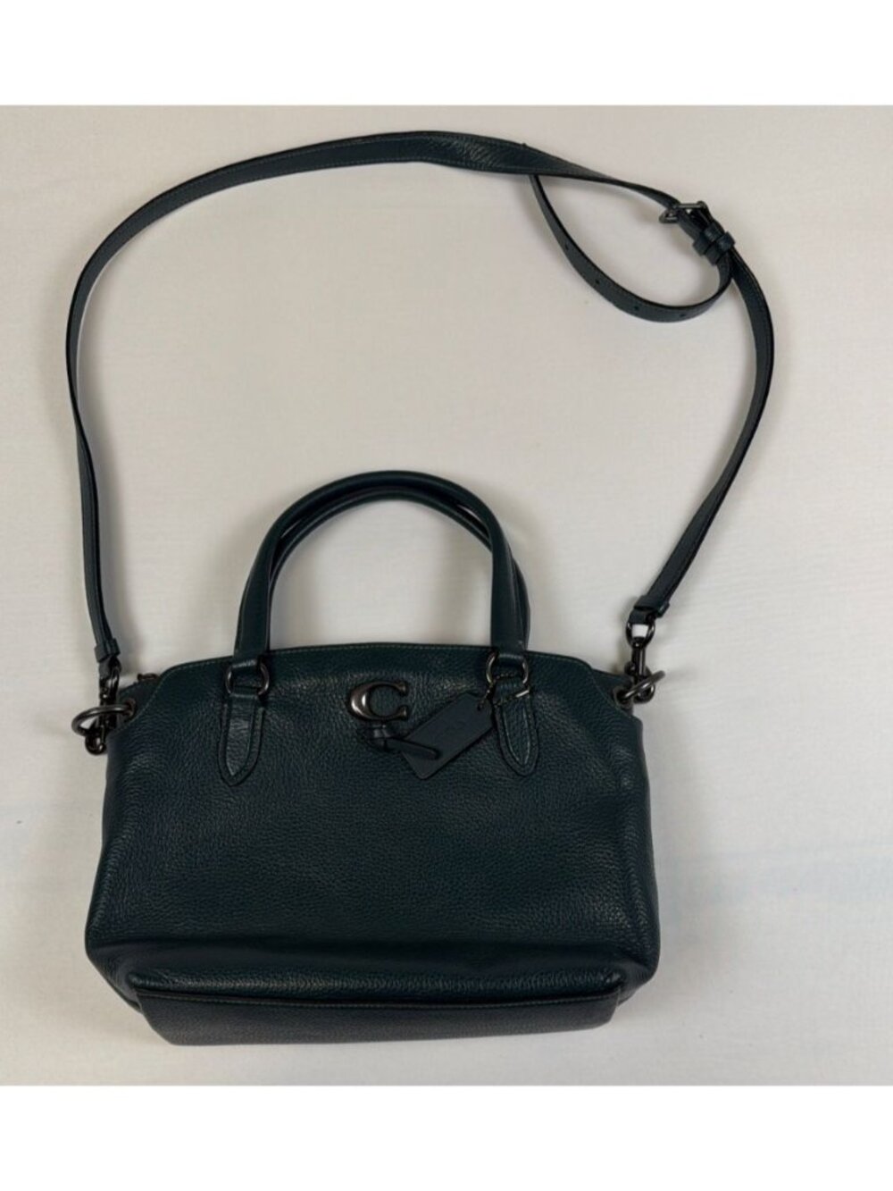 COACH Brooke Carryall 28 Amazon Green Pebble Leather Crossbody Handbag L2161 - Picture 8 of 11